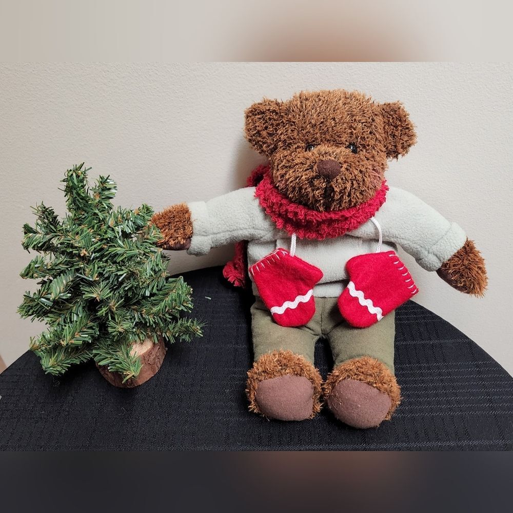 Hallmark Christmas Winter Bear Mittens Brown 13" Soft Toy Plush Stuffed Animal